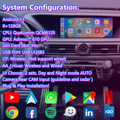 Lsailt Android Carplay Multimedia Ekranı 2012-2020 Lexus GS 200t GS300h GS250 GS350 GS450h GSF GS200t