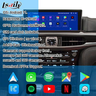 LX570 Lexus RX GX LS NX ES Entegrasyonu için Kablosuz CarPlay, Android Auto, YouTube, Netflix özellikli OEM Android Yükseltme Modülü
