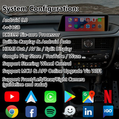 Lexus RX 200t RX350 RX450H 2016-2019 için Lsailt 4+64GB Android Multimedya Video Arayüzü