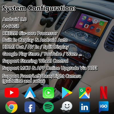 Kablosuz Carplay android auto ile Infiniti EX35 için Lsailt Android Multimedya Video Arayüzü