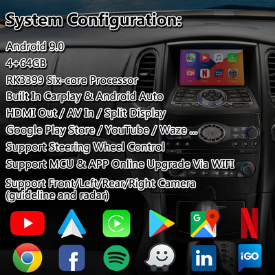 Kablosuz Android Auto ile Infiniti EX30D EX35 EX37 için Lsailt Android Carplay Arayüzü